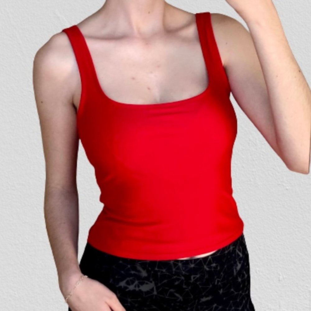 Anne Cole Red Workout Crop Top Tank Top Swim Top